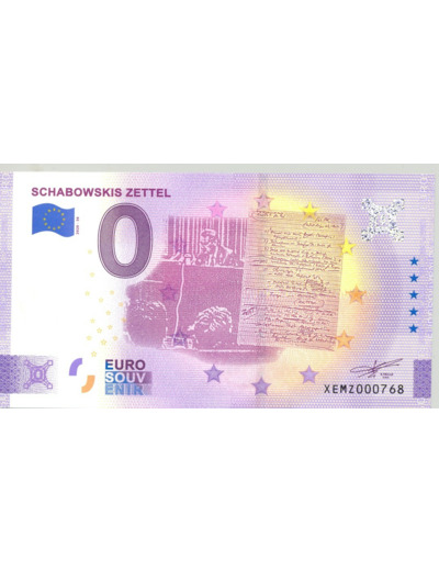 ALLEMAGNE 2020-36 SCHABOWSKIS ZETTEL BILLET SOUVENIR 0 EURO TOURISTIQUE  NEUF