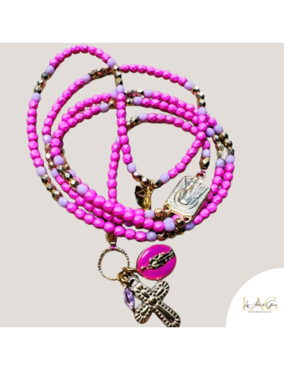 COLLIER CHAPELET BOHO PINK