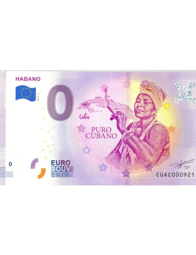 HAVANE 2019 -1 PURO HABANO BILLET SOUVENIR 0 EURO TOURISTIQUE NEUF