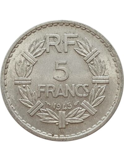 FRANCE 5 FRANCS LAVRILLIER ALU 1945 B TTB (G766)