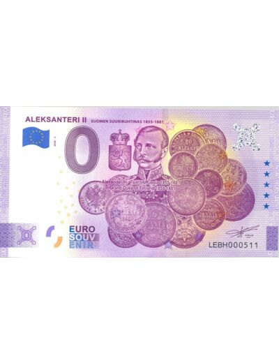 FINLANDE 2020-3 ALEKSANTERI II BILLET SOUVENIR 0 EURO TOURISTIQUE  NEUF