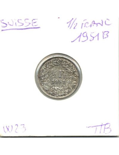 SUISSE 1/2 FRANC 1951 B TTB