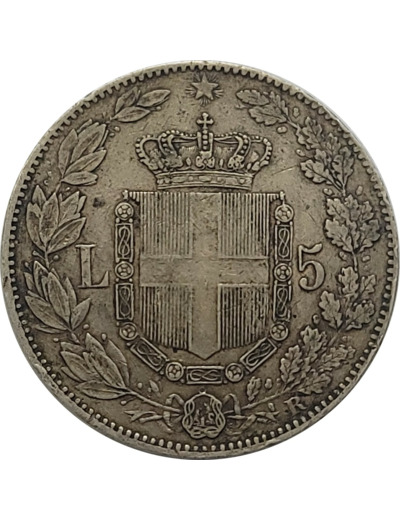 ITALIE 5 LIRE ARGENT UMBERTO I 1879 R TTB- (KM20)