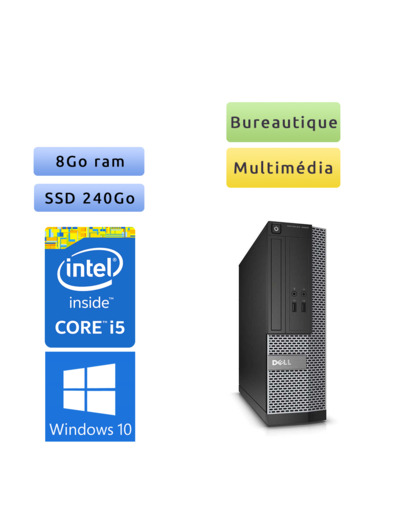 optiplex 3020 SFF - Windows 10 - i5 8Go 240Go SSD - Ordinateur Tour Bureautique PC