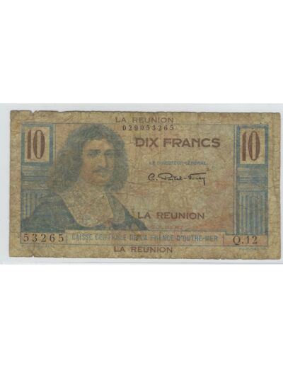 ILE DE LA REUNION 10 FRANCS ND 1947 SERIE Q.12 B+