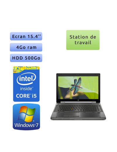 HP EliteBook 8560p - Windows 7 - i5 4GB 500GB - HD6470M - 15.4 - Webcam - Station de Travail Mobile PC Ordinateur