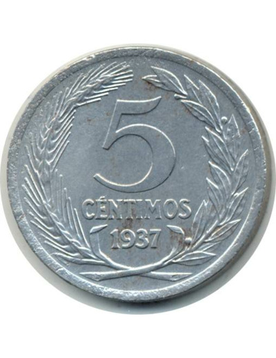 ESPAGNE REPUBLIC 5 CENTIMOS 1937 TTB+ (W752) N2