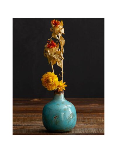 Vase céramique turquoise 9x10cm