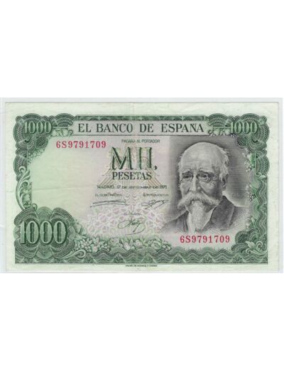 ESPAGNE 1000 PESETAS 17-11-1971 SERIE 6S TTB+