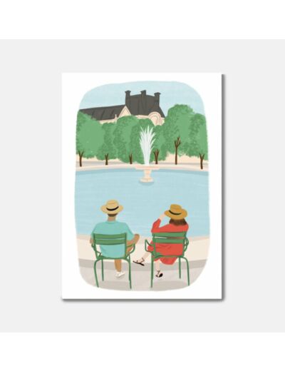 Carte Couple Devant La Fontaine - Pascale Editions