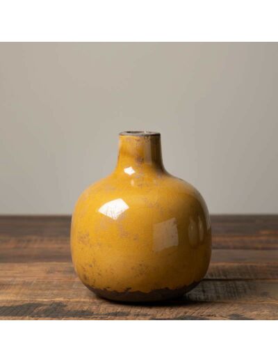 Vase céramique moutarde 16x14cm