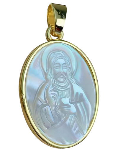 Pendentif en Nacre 16x24mm - SACRÉ COEUR de JÉSUS