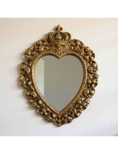 Miroir royal coeur doré 23x3x30cm