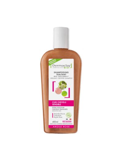 Shampooing traitant Cuir Chevelu Sensible Argile rose sans sulfate 400ml