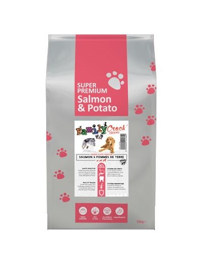 Croquettes SUPER PREMIUM saumon & pommes de terre pour chiens adultes - 2 formats