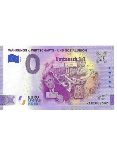 ALLEMAGNE 2021-44 WAHRUNGS WIRTSCHAFTS UND SOZIALUNION BILLET SOUVENIR 0 EURO