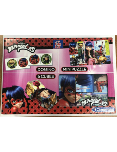 MINI EDUKIT MIRACULOUS DOMINO PUZZLE ET 6 CUBES de chez CLEMENTONI