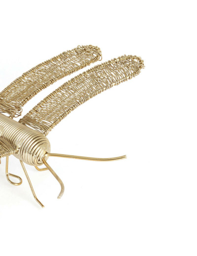 Sculpture Murale Libellule en Métal Doré 25x22x7cm