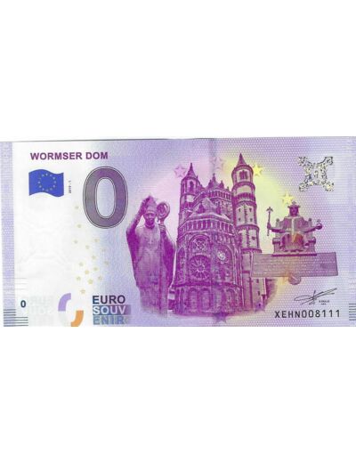 ALLEMAGNE 2019-1 WORMSER DOM BILLET SOUVENIR 0 EURO TOURISTIQUE  NEUF