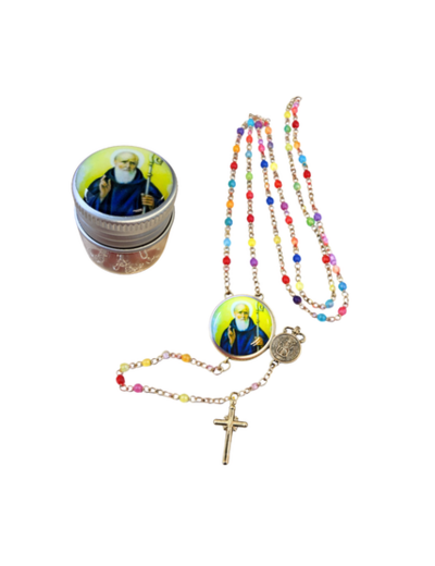 Chapelet Perles verre 2/3mm sur Chaine Argentée - SAINT BENOIT