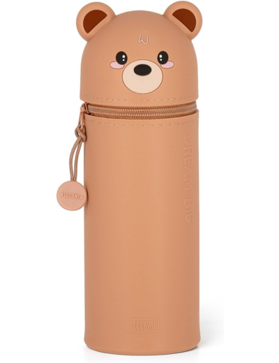 Legami - Trousse Kawaii 2 en 1 en Silicone Souple, Porte-stylos de Table, Fermeture à Glissière