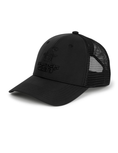 black trucker cap black cat