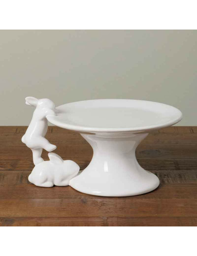 Plat 2 lapins dolomite blanche 9x17x14cm