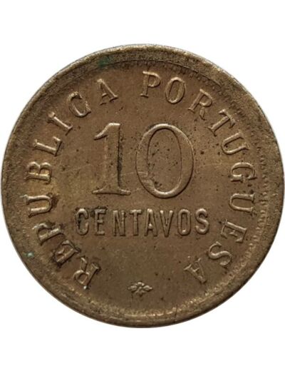 ANGOLA 10 CENTAVOS 1921 SUP- (W63) N2