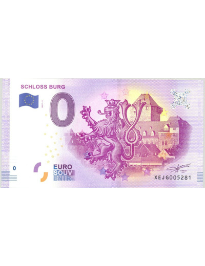 ALLEMAGNE 2017-5 SCHLOSS BURG BILLET SOUVENIR 0 EURO TOURISTIQUE NEUF