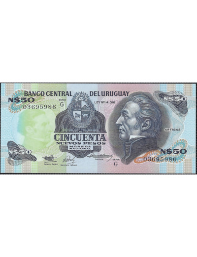 URUGUAY 50 NOUVEAUX PESOS non daté (1989) SERIE G NEUF W 61Ab