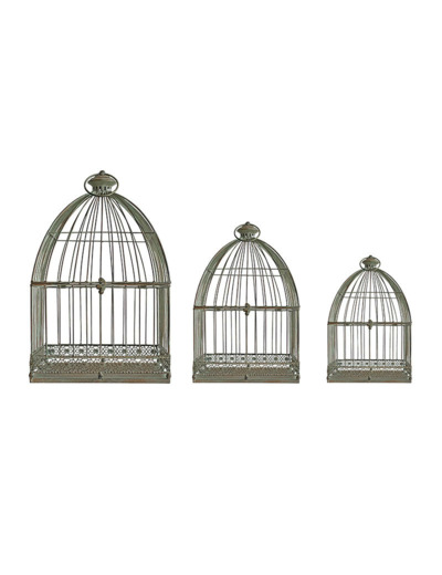 Ensemble 3 cages en fer 32x32x60 cm