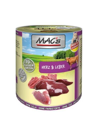 MAC'S Coeur et foie de bovin pour chat - 200g