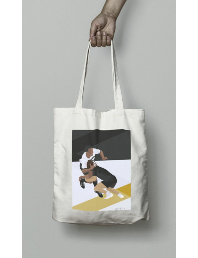 Tote bag ou sac "rugby noir et jaune"