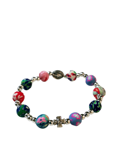 Bracelet élastique MULTICOLORE FIMO grain 8mm