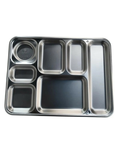 Plateau repas inox Marine Nationale 7 compartiments Guy Degrenne