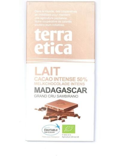 Chocolat lait Madagascar 50% 100g Terra Etica