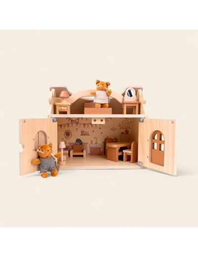 Maison de poupée avec peluche miniature - écureuils