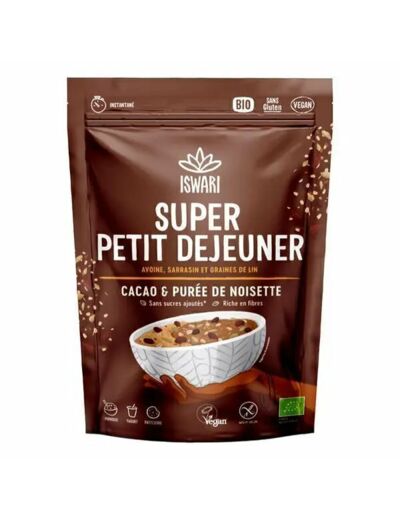 Super petit-déjeuner Cacao et Purée de noisette-360g-Iswari