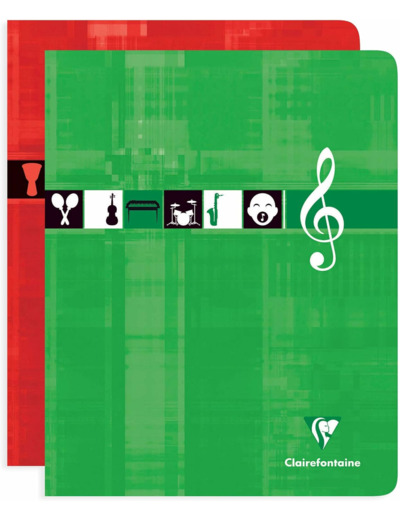CAHIER musique & chant 8 Portées Grands Carreaux -17x22 - 56 Pages - Couleurs Assorties