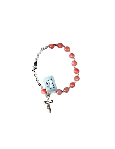Bracelet en pierre RODONITE et ARGENT 925-  6mm + BOITE