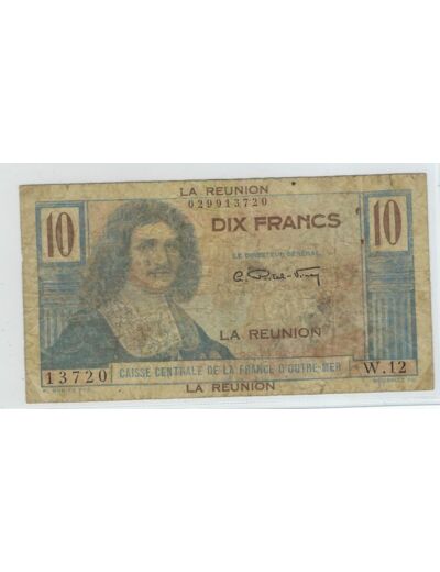 ILE DE LA REUNION 10 FRANCS ND 1947 SERIE W.12 TB
