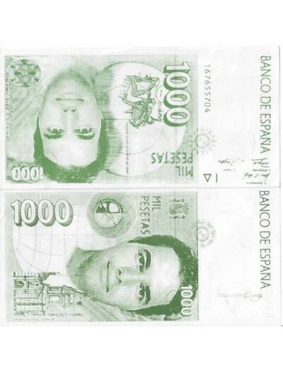 Reproduction 1000 PESETAS VERT