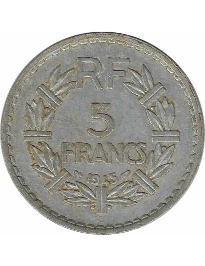 FRANCE 5 FRANCS LAVRILLIER Aluminium 1945 C TB+