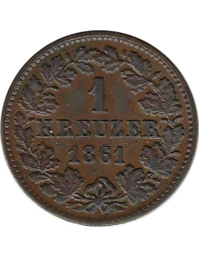 ALLEMAGNE NASSAU 1 KREUZER 1861 TTB