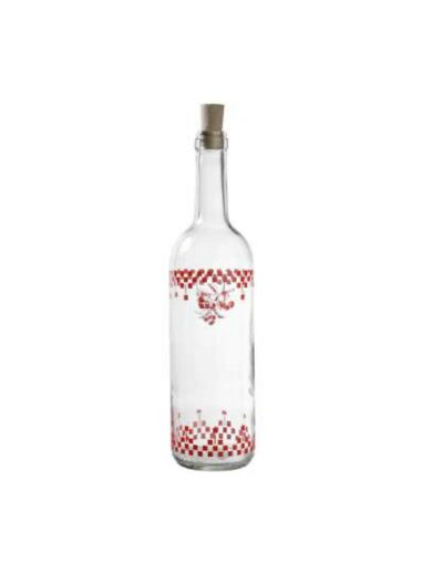 Bouteille verre damier rouge 75cl Côté Table