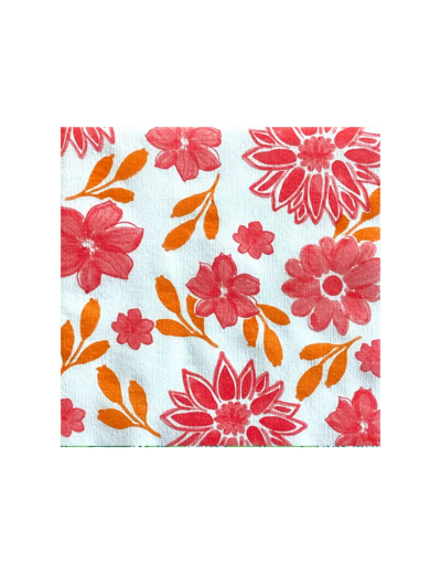 SERVIETTES EN INTISEES FLEURS ROUGES