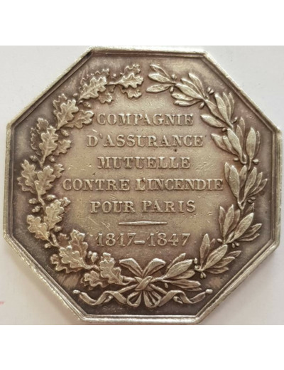 COMPAGNIE D'ASSURANCE MUTUELLE CONTRE L'INCENDIE 1817-1847 ARGENT TTB N2