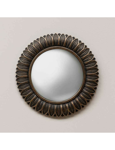 Miroir convexe feuilles bronze 23x2x23cm