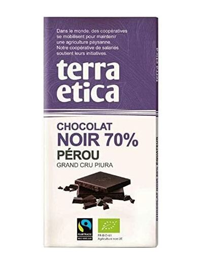 CHOCOLAT NOIR PEROU 70% 100G Terra Etica
