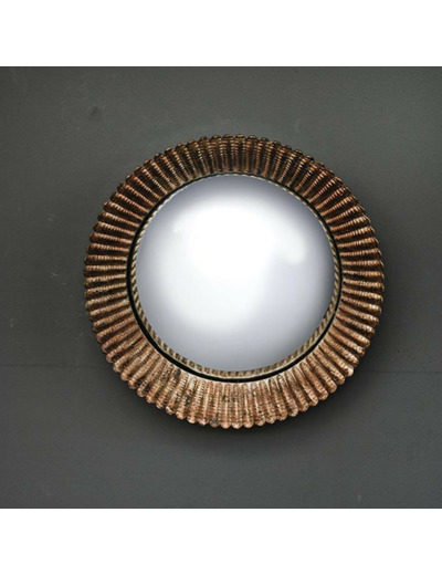 Miroir sorcière convexe résine doré 23cm